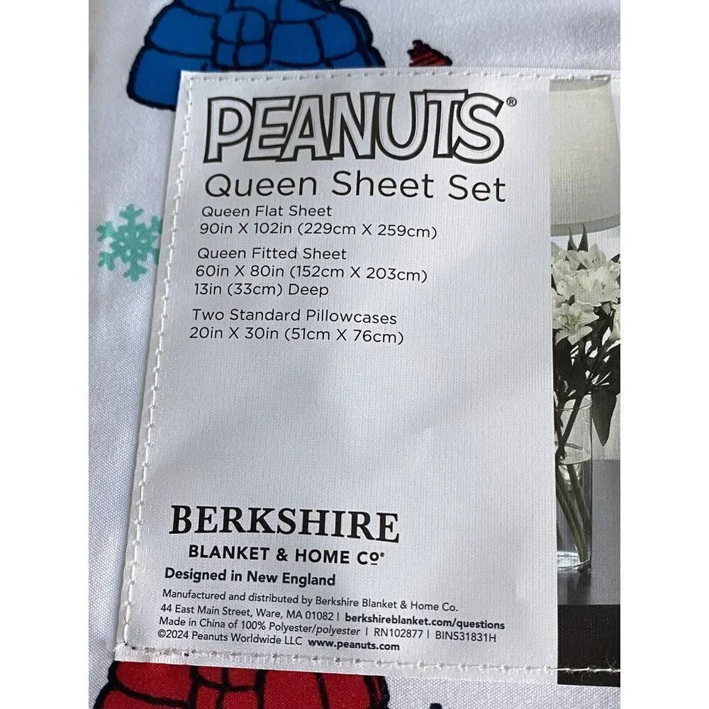 Peanuts Snoopy Puffy Puffer Coat Jacket Sheet Set QUEEN SIZE Multicolor Soft NEW